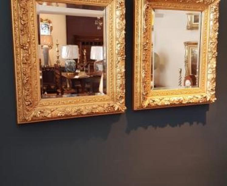 Matching Pair of Antique Timber Gilt Mirrors - Image 1