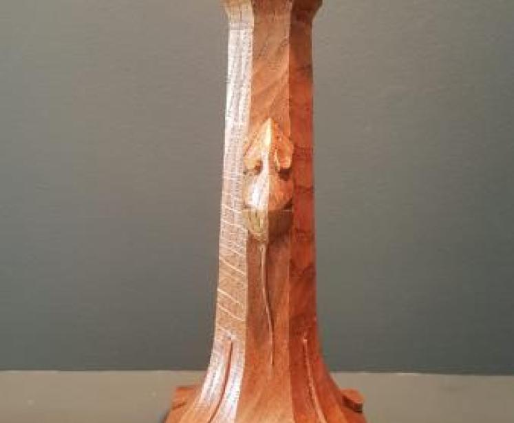 Matching Pair of Mouseman Adzed Oak Candlesticks - Image 6