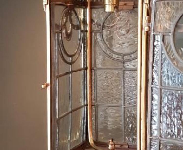 Edwardian Brass and Leaded Glass Lantern - Image 3