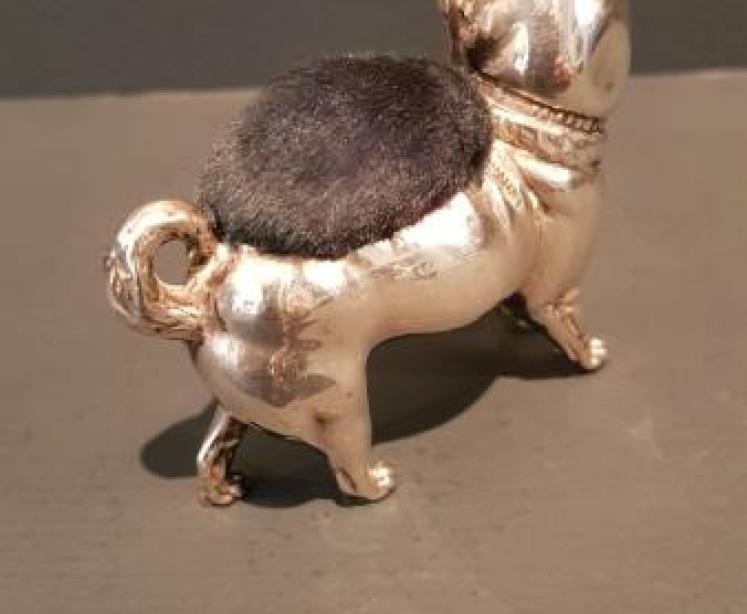 Rare Edwardian Silver Pug Pin Cushion - Image 3