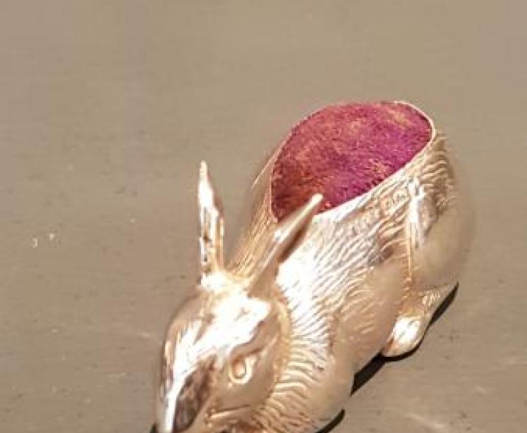 Antique Silver Rabbit Pin Cushion - Image 6