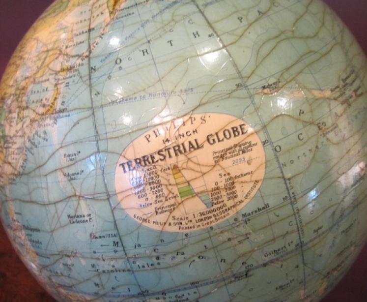 Large Phillip's 14" Plaster Terrestrial Globe - Image 2