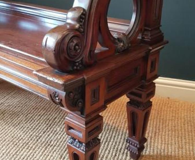Superb Early Victorian Mahogany Hall Bench - Image 5