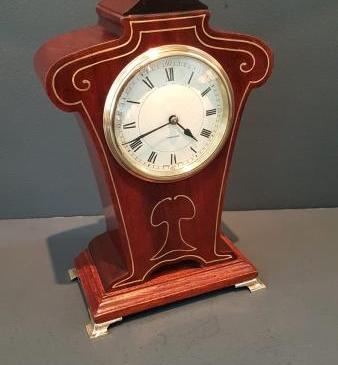 Fine Quality Brass Inlaid Edwardian Mantel Clock