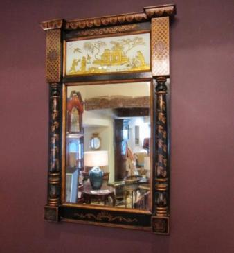 Top Quality 19th Century Japanned Pier Glass Mirror