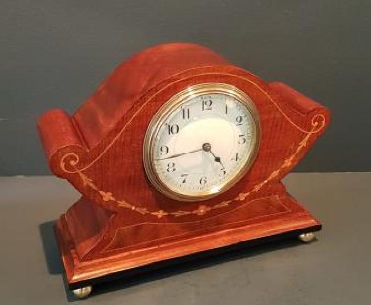 Superb Figured Mahogany Inlaid Mantel Clock - Image 2