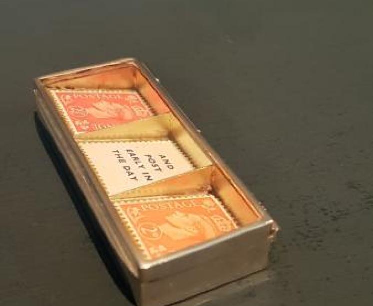 Silver Glass Top Three Section Stamp Box - Image 3