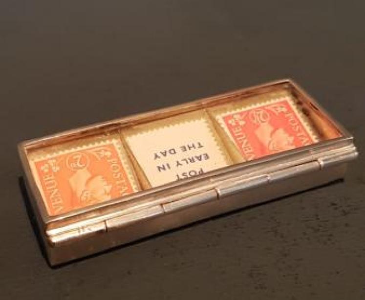 Silver Glass Top Three Section Stamp Box - Image 7