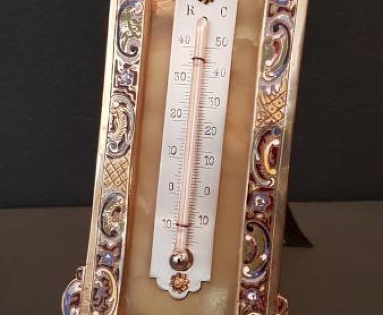 Victorian Champeleve Enamel Desktop Thermometer - Image 1