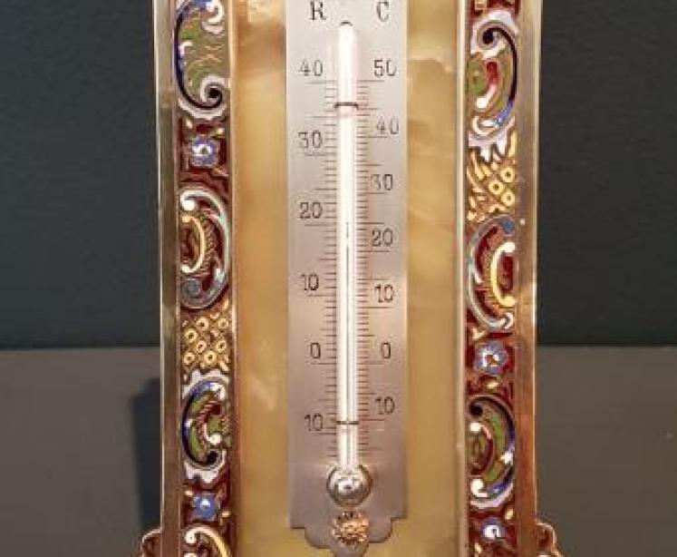 Victorian Champeleve Enamel Desktop Thermometer - Image 4