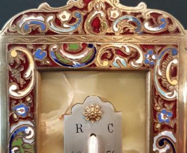 Victorian Champeleve Enamel Desktop Thermometer - Image 5