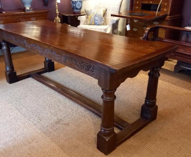 George III Period Oak Planked Top Refectory Table - Image 1