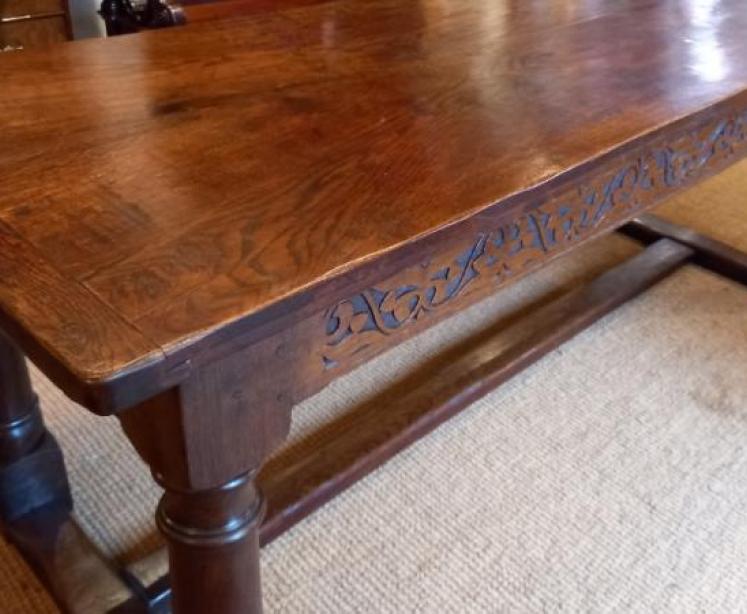 George III Period Oak Planked Top Refectory Table - Image 5