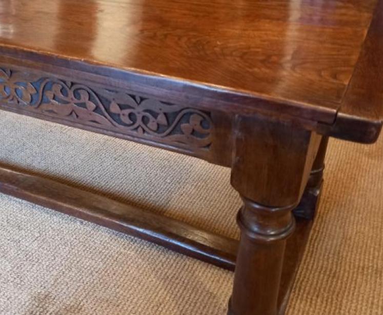 George III Period Oak Planked Top Refectory Table - Image 6