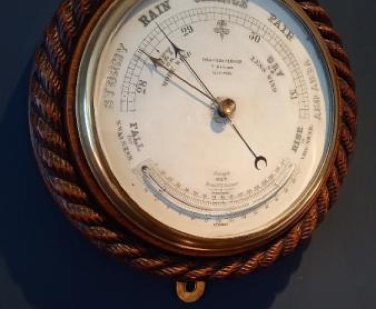 Mid Victorian Liverpool Ship's Barometer & Thermometer - Image 1