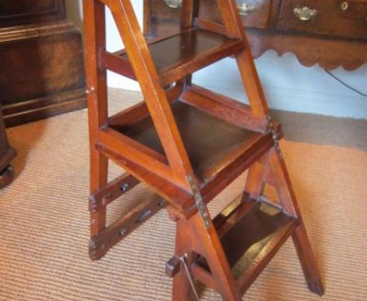 Rare Arts & Crafts Walnut Metamorphic Library Steps - Image 1