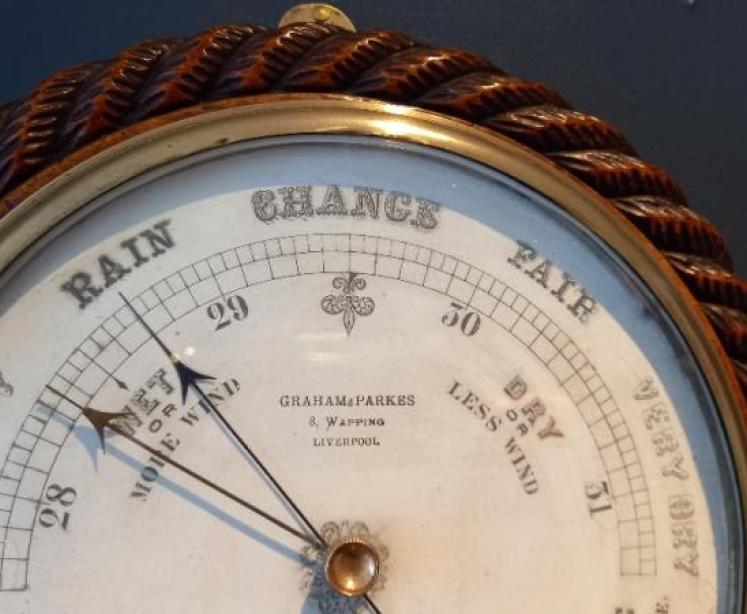 Mid Victorian Liverpool Ship's Barometer & Thermometer - Image 5