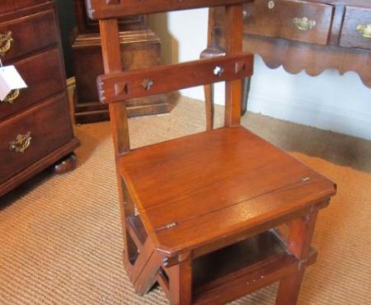 Rare Arts & Crafts Walnut Metamorphic Library Steps - Image 3