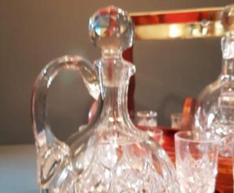 Superb Edwardian Mahogany Tantalus and Glasses Stand - Image 2