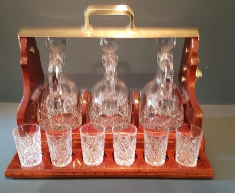 Superb Edwardian Mahogany Tantalus and Glasses Stand - Image 6