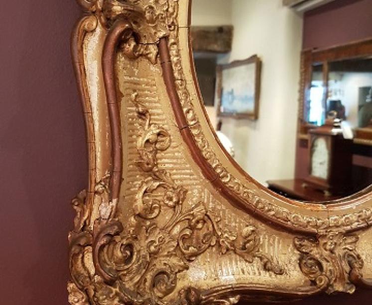 Original Mid Victorian Plaster Gilt Rococo Mirror - Image 4