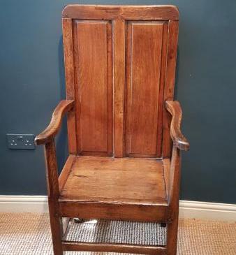 George II Oak Panel Back Arm Chair