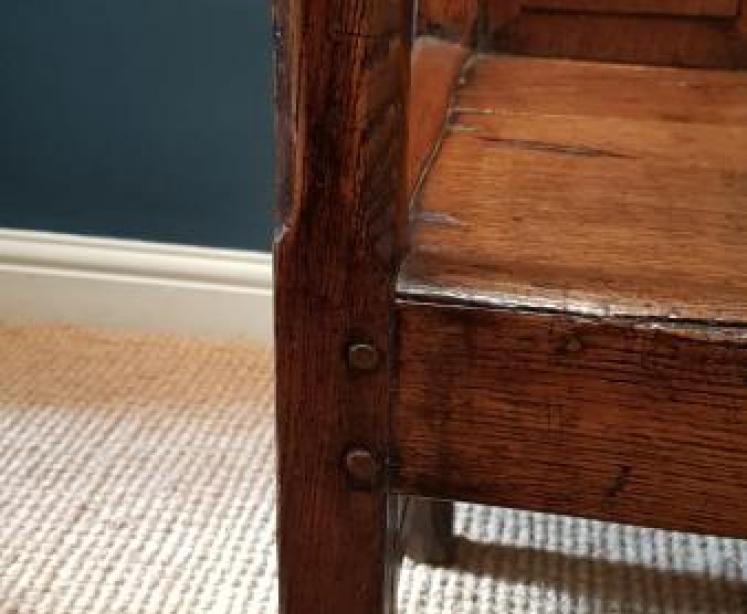 George II Oak Panel Back Arm Chair - Image 4