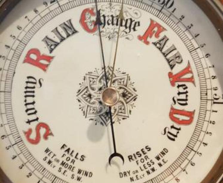 Victorian Oak Porcelain Dial Aneroid Barometer - Image 4