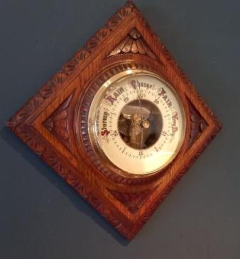 Victorian Diamond Shaped Skeletonised Works Barometer