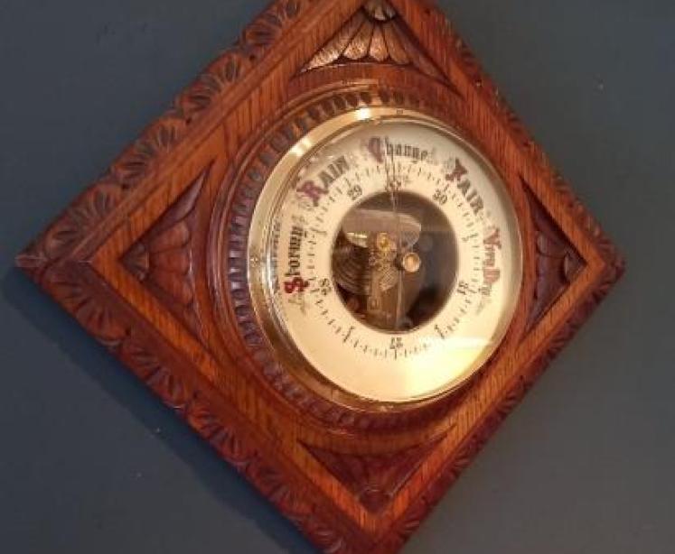 Victorian Diamond Shaped Skeletonised Works Barometer - Image 1