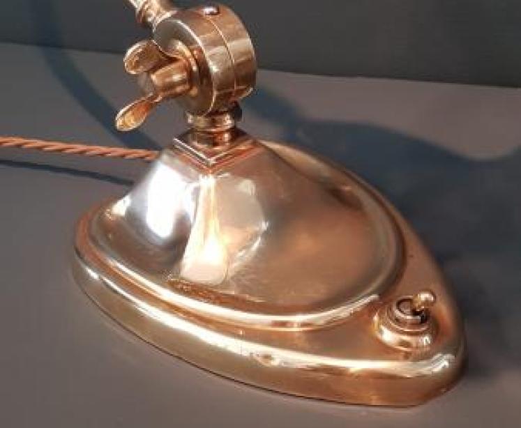 Edwardian Brass Desk Lamp and Shade - Image 3