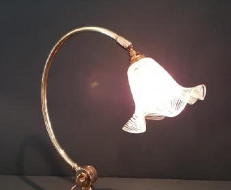 Edwardian Brass Desk Lamp and Shade - Image 6