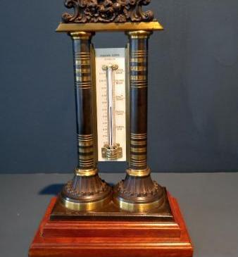 Antique Bronze Table Top Thermometer