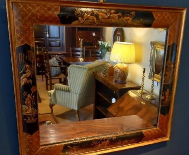 Victorian Chinioserie Cushion Frame Wall Mirror - Image 6