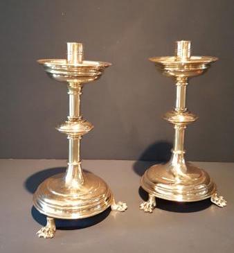 Pair Stylish Victorian Church Candlesticks
