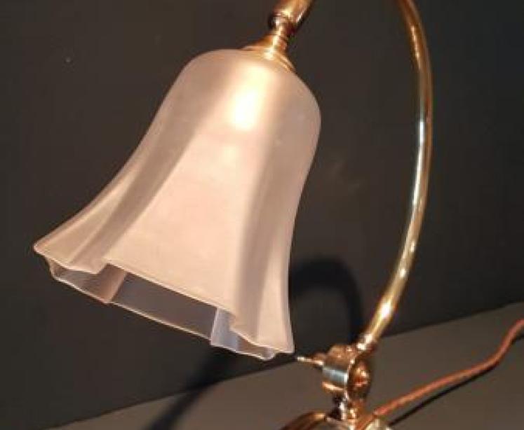 Antique Edwardian Brass Lamp And Shade - Image 5
