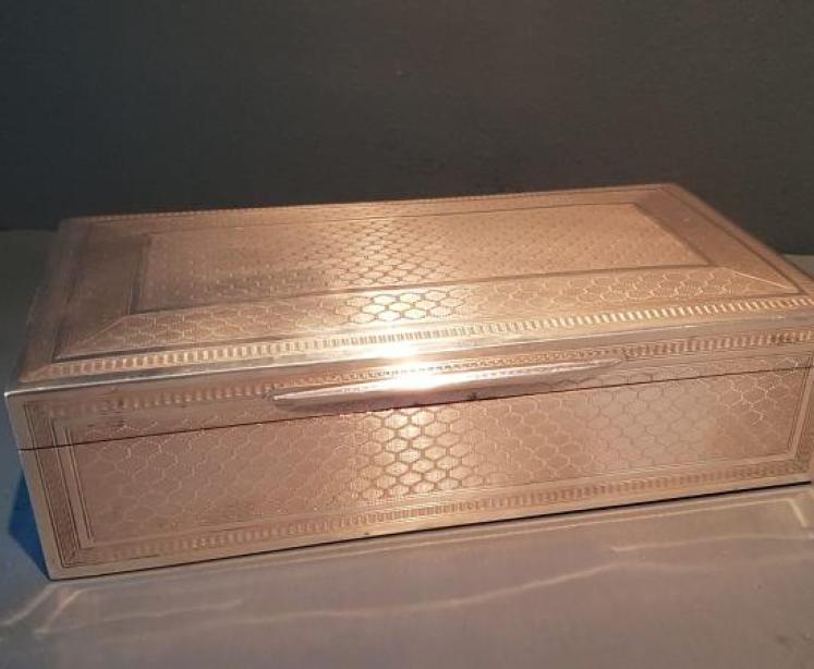 Edwardian Engine Turned Silver Card Box - Image 1