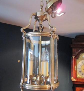 Superb Edwardian Bowed Glass Hall Lantern