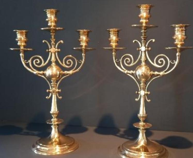 Superb Pair of George III Period Solid Brass Candleabra - Image 1