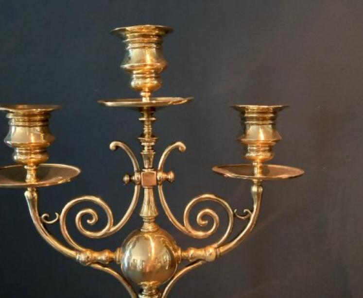 Superb Pair of George III Period Solid Brass Candleabra - Image 3