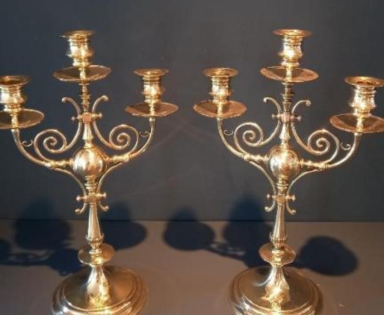 Superb Pair of George III Period Solid Brass Candleabra - Image 7