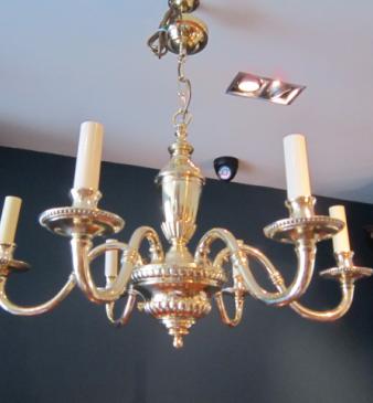 Edwardian Cast Brass Classical Style Chandelier