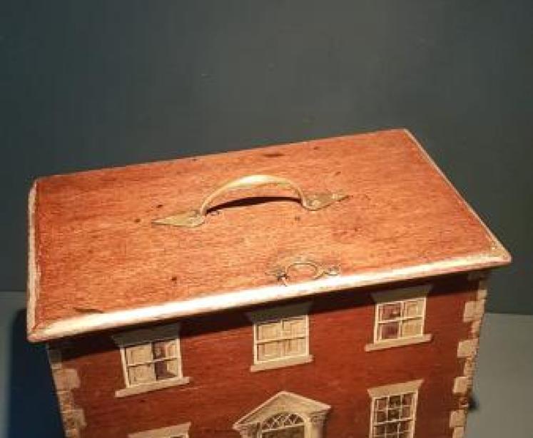 Antique Hand Painted Country House Box - Image 2