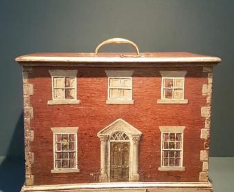 Antique Hand Painted Country House Box - Image 5