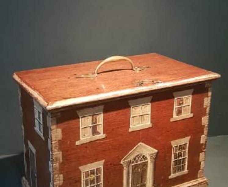 Antique Hand Painted Country House Box - Image 7