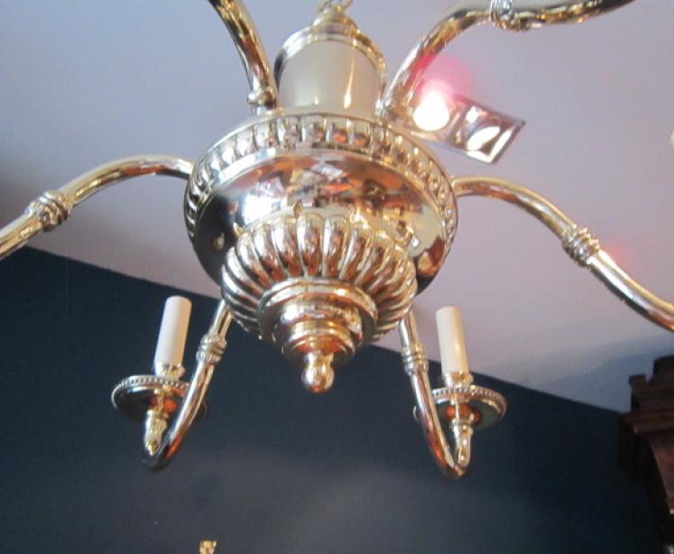 Edwardian Cast Brass Classical Style Chandelier - Image 3