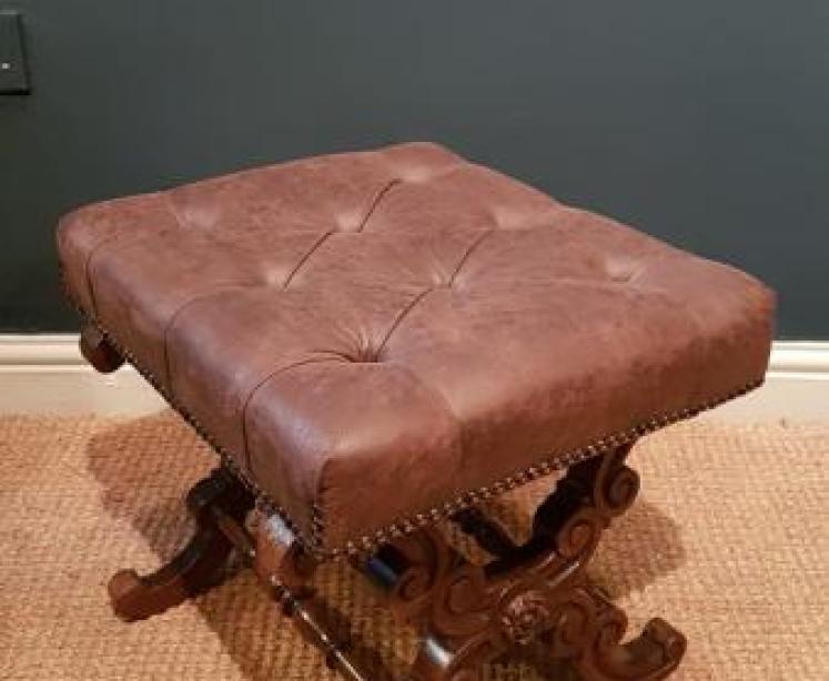 Early Victorian Rosewood X Frame Stool - Image 2