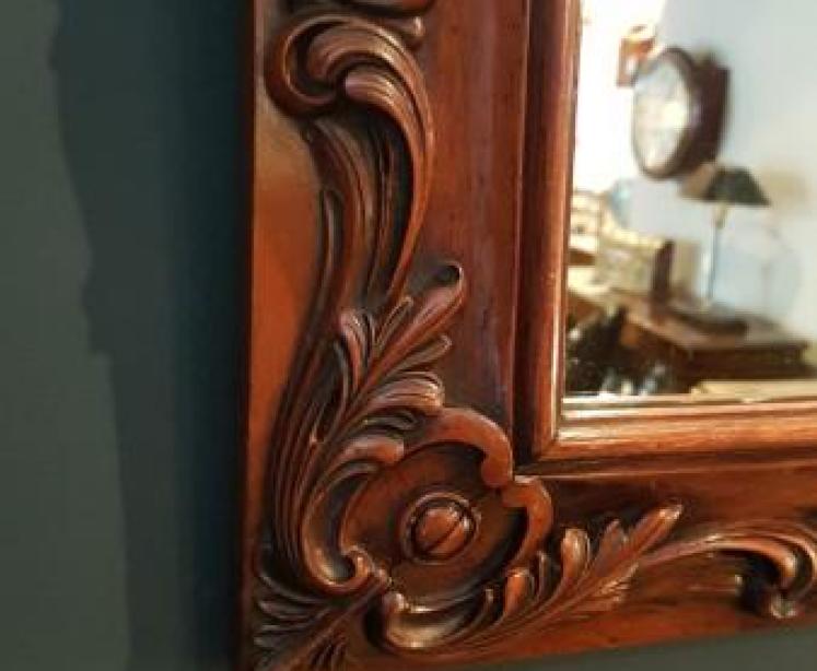Quality Victorian Carved Walnut Mirror - Image 4