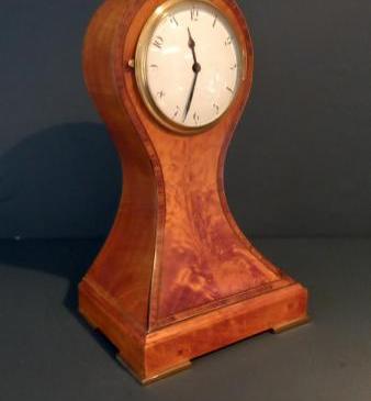 Fine Sheraton Satinwood Inlaid Flared front Mantel Clock