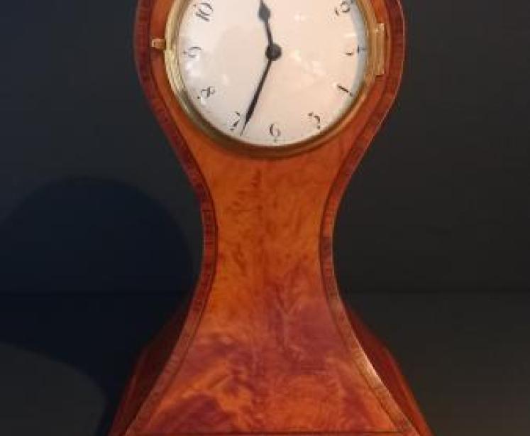 Fine Sheraton Satinwood Inlaid Flared front Mantel Clock - Image 7